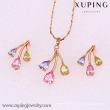 62082-Xuping 18K Gold Plated Colorful Woman Brass Jewelry Set